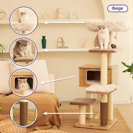 คอนโดแมว Catry รุ่น Cat Tree Casio สีเบจ_8